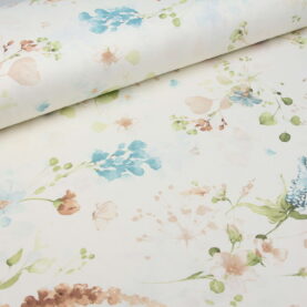 Ткань скатертная с тефлоновой пропиткой Пастельные цветы Бирюза