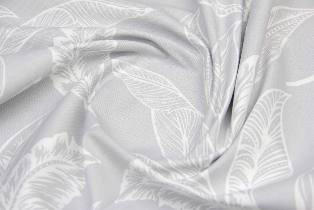 Ткань скатертная с тефлоновой пропиткой Листья Серый