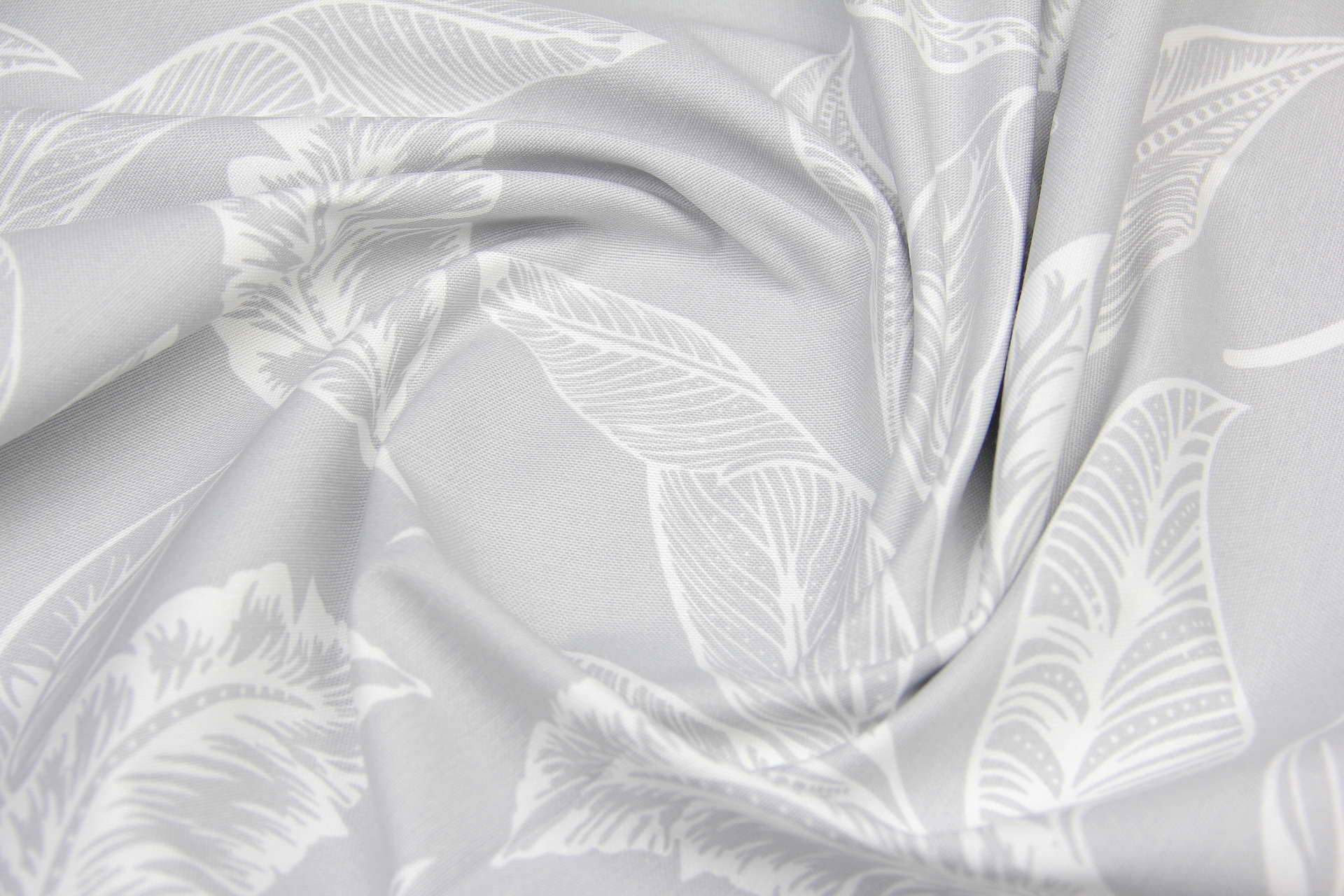 Ткань скатертная с тефлоновой пропиткой Листья Серый