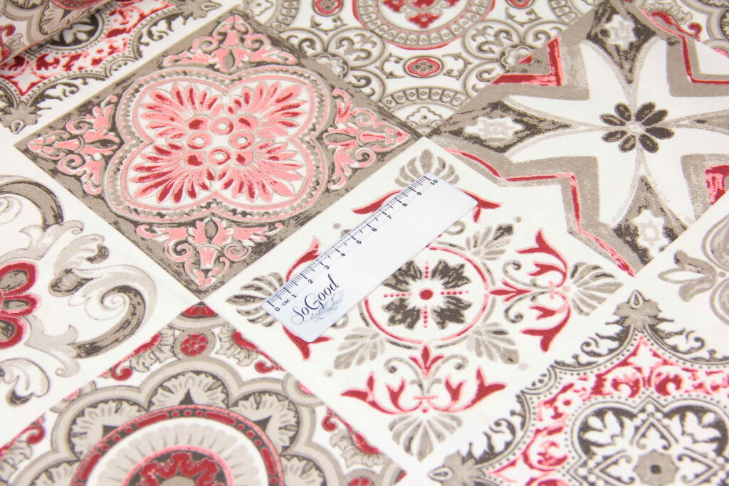 Ткань скатертная с тефлоновой пропиткой Плитка Розовый