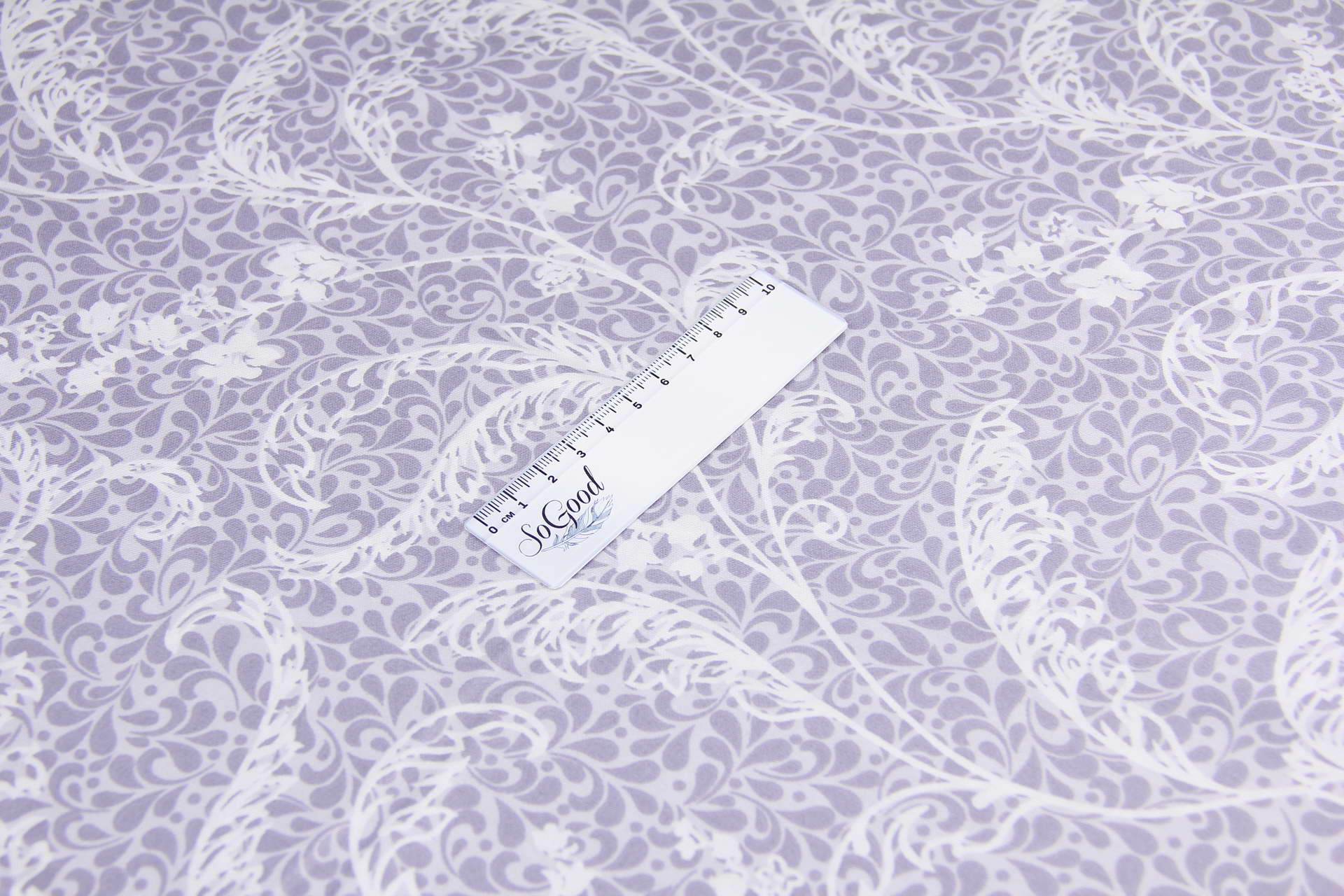 Ткань Сатин набивной Иней Серо-сиреневый, Турция, ширина 240см, плотность 130 г/м2