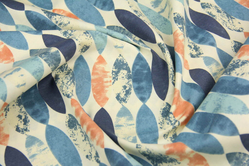 Ткань скатертная с тефлоновой пропиткой Бусы Изумрудно-коралловый