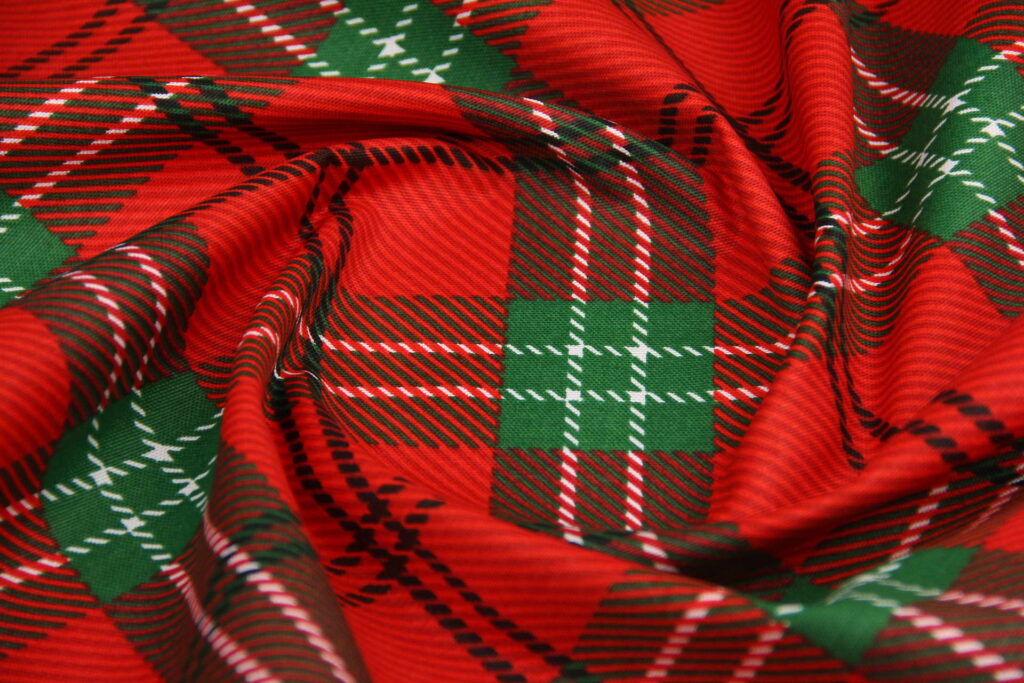 Ткань скатертная с тефлоновой пропиткой Клетка буффало Красный и зеленый F2