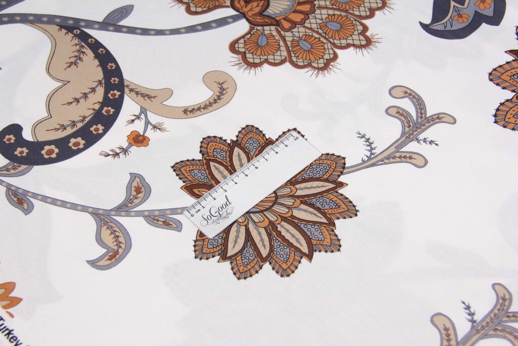 Ткань Сатин набивной Стамбул на белом, Турция, ширина 240 см