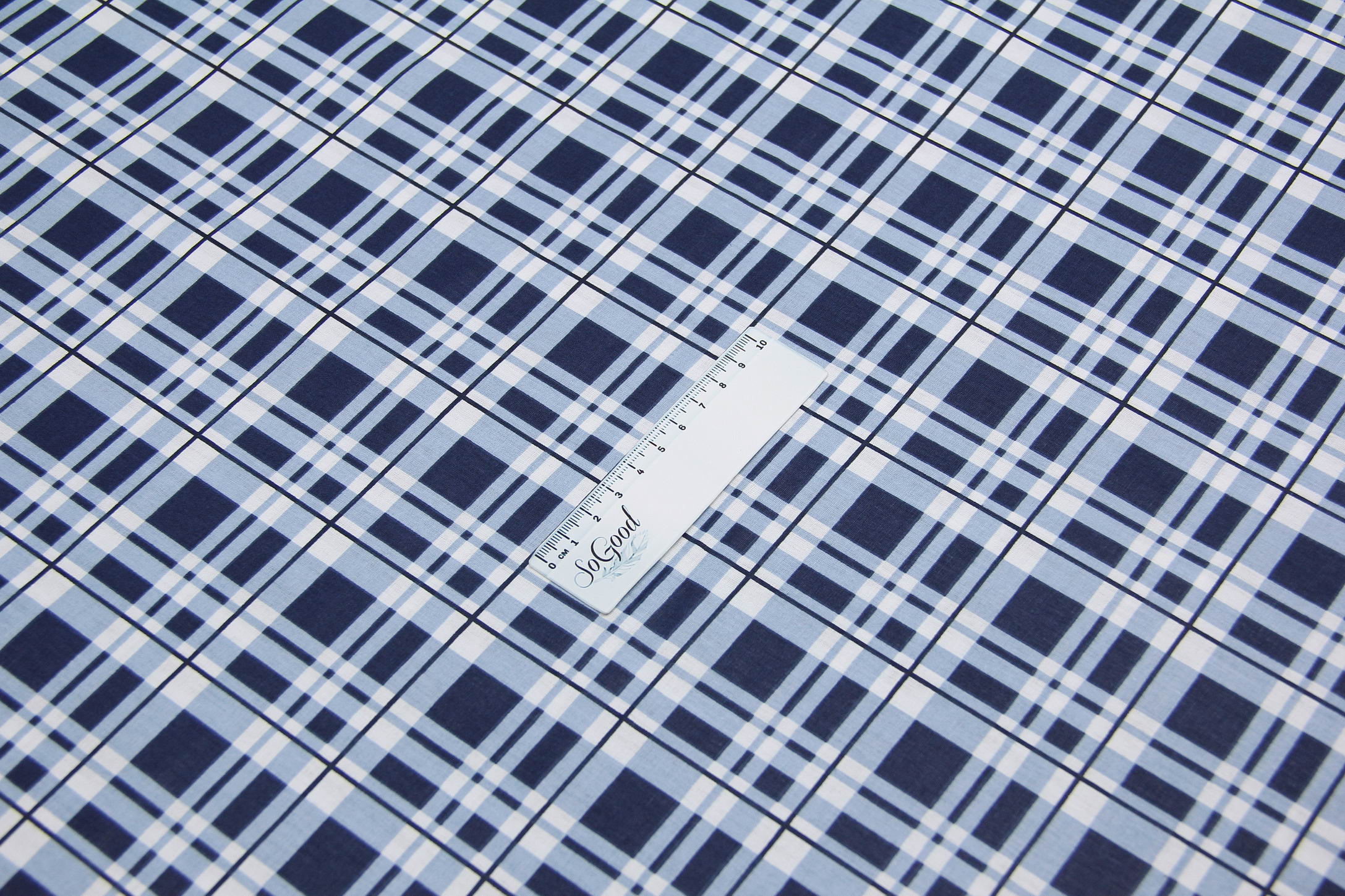 Ткань Ранфорс Клетка класик Синий, Турция, ширина 240 см, плотность 135 г/м2