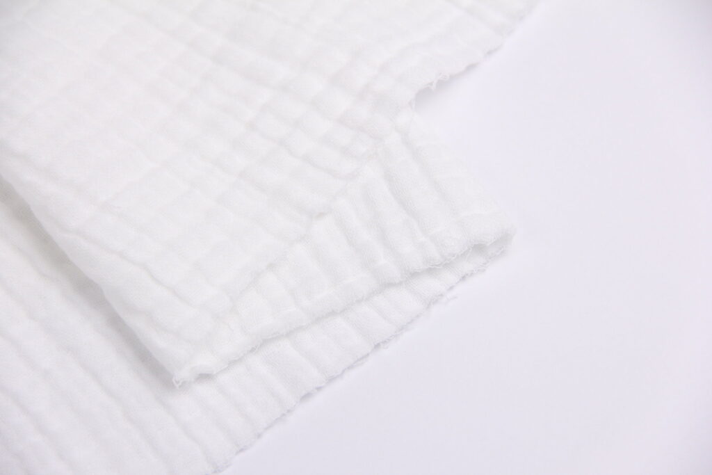 Ткань Муслин жатый четырехслойный Белый, Турция, плотность 220 г/м2, ширина 240 см
