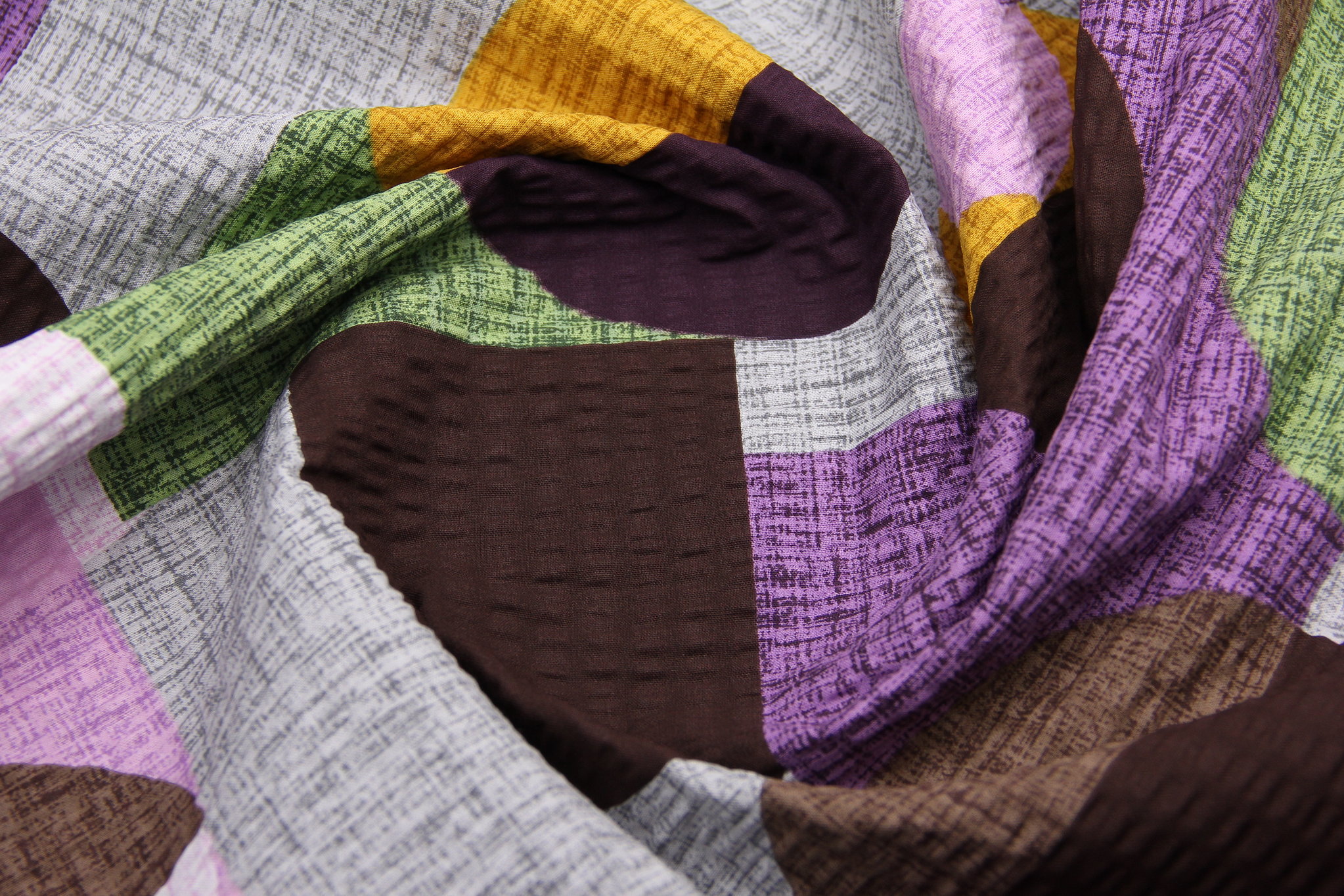 Ткань Ранфорс жатка (гофре) Пикассо Фиолетовый и серый, Турция, ширина 240 см, 100% хлопок