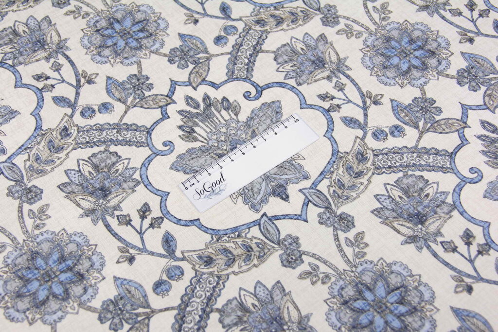 Ткань скатертная с тефлоновой пропиткой Лотос Синий