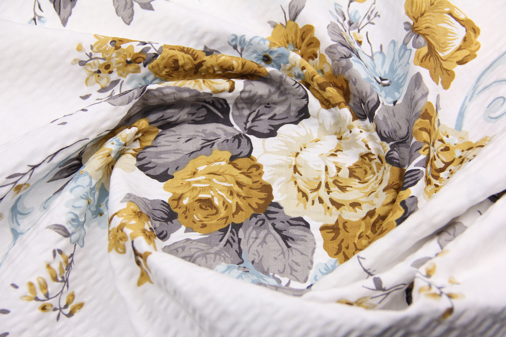 Ткань Ранфорс жатка (гофре) Жозефина Охра, Турция, ширина 240 см, 100% хлопок