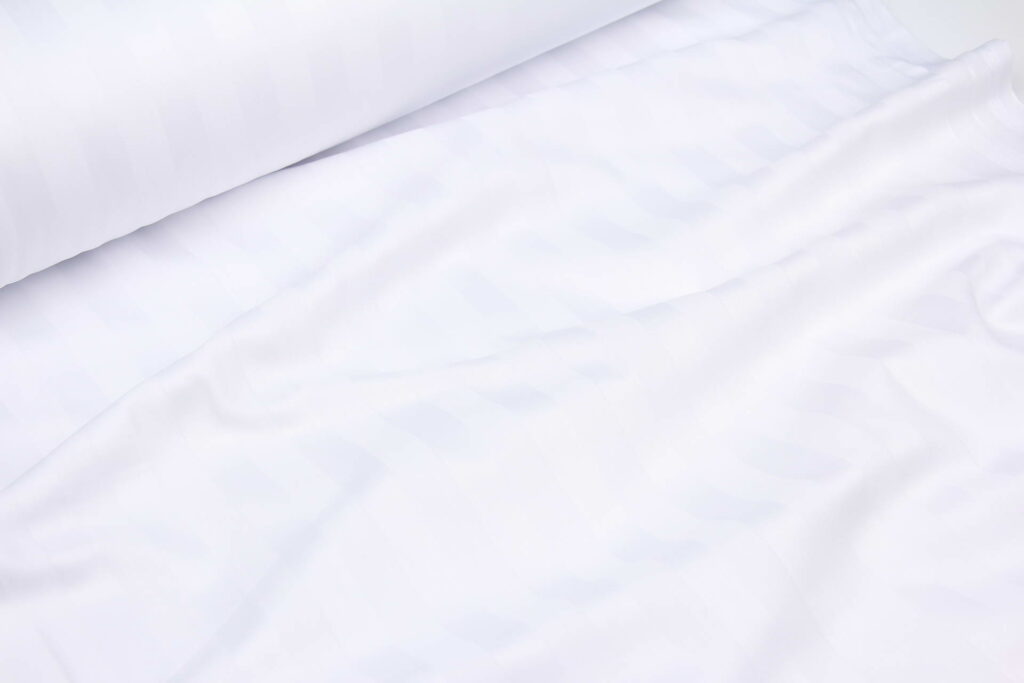 Ткань Страйп-сатин SSN001 Белый полоска 2 см, Турция, ширина 240см, плотность 130 г/м2