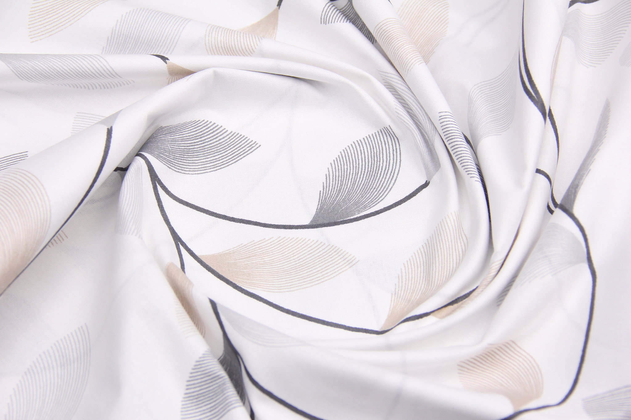 Ткань Ранфорс Лоза Бежевый и серый, Турция, ширина 240 см, плотность 135 г/м2