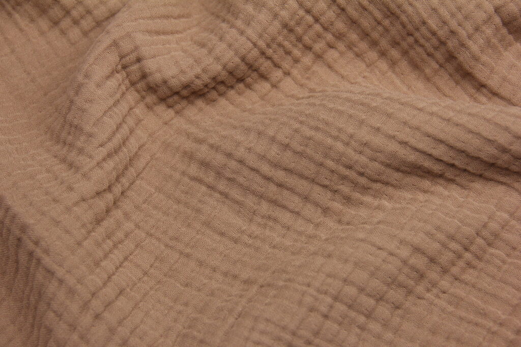 Ткань Муслин жатый четырехслойный Коричневый, Турция, плотность 220 г/м2, ширина 240 см