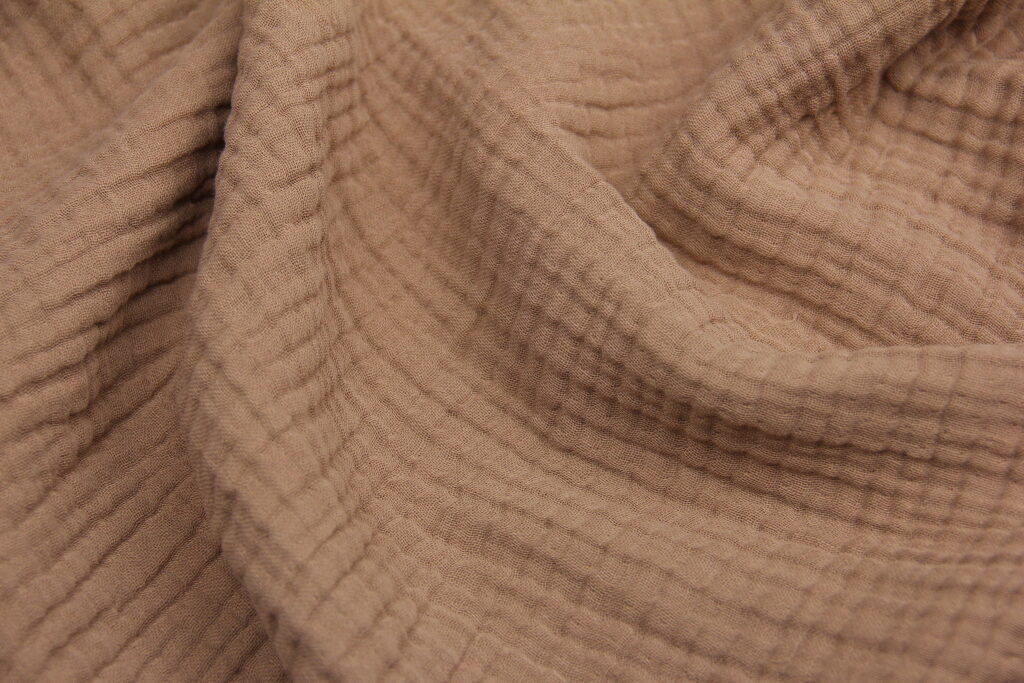 Ткань Муслин жатый четырехслойный Коричневый, Турция, плотность 220 г/м2, ширина 240 см