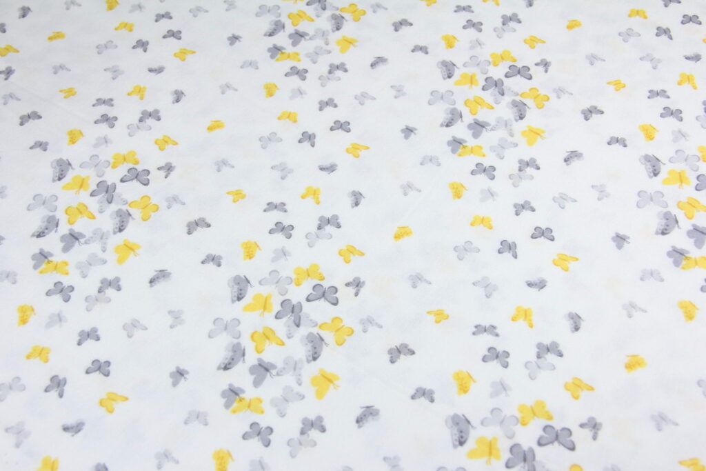 Ткань Фланель Бабочки Желтый, Турция, ширина 240 см, плотность 160 г/м2