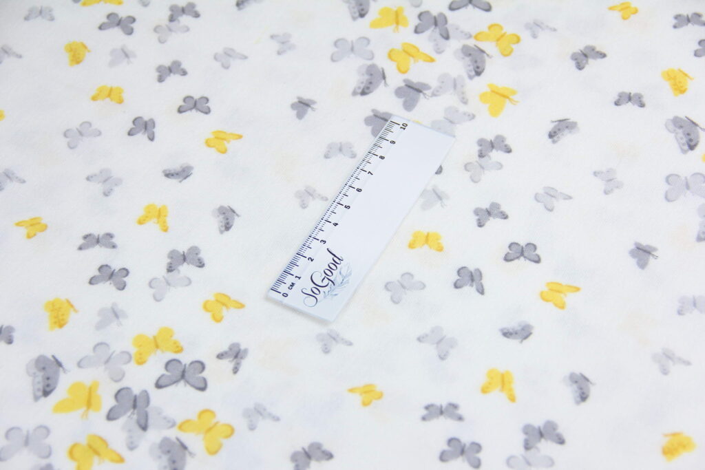 Ткань Фланель Бабочки Желтый, Турция, ширина 240 см, плотность 160 г/м2