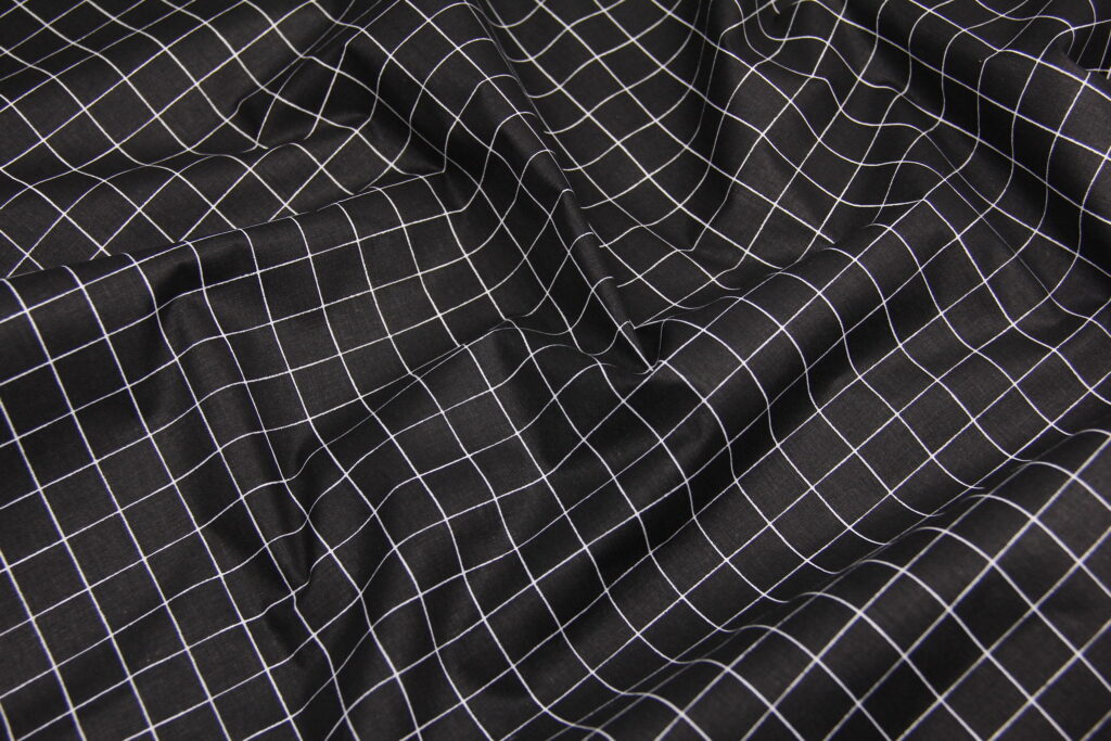 Ткань Ранфорс Клеточка 1,5х1,5 Черный и белый, Турция, ширина 240 см, 100% хлопок