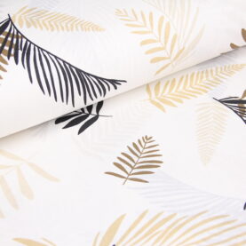 Ткань Ранфорс Листья пальмы Бежевый, Турция, ширина 240 см, 70% хлопок 30% ПЭ