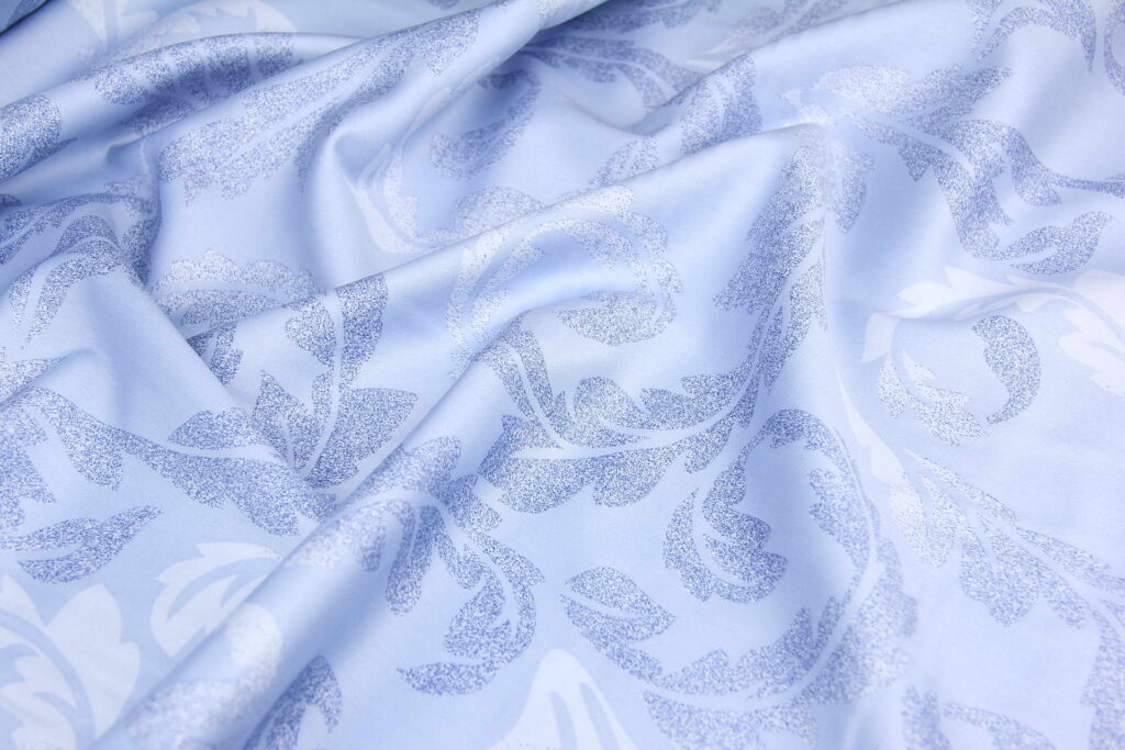 Ткань Сатин набивной Вензеля Голубой, Турция, ширина 240см, плотность 130 г/м2