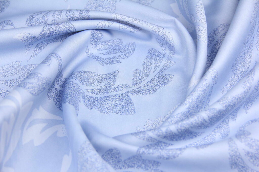 Ткань Сатин набивной Вензеля Голубой, Турция, ширина 240см, плотность 130 г/м2