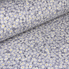 Ткань Ранфорс Ромашки маленькие на сером, Турция, ширина 240 см, плотность 135 г/м2