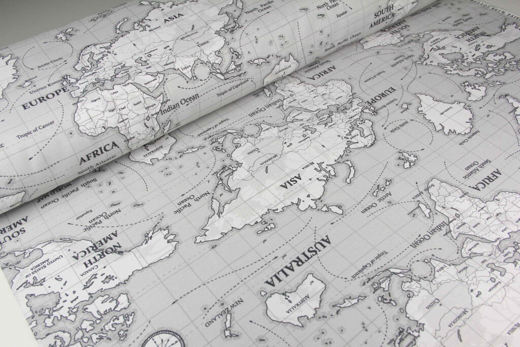 Ткань скатертная с тефлоновой пропиткой Карта Серый