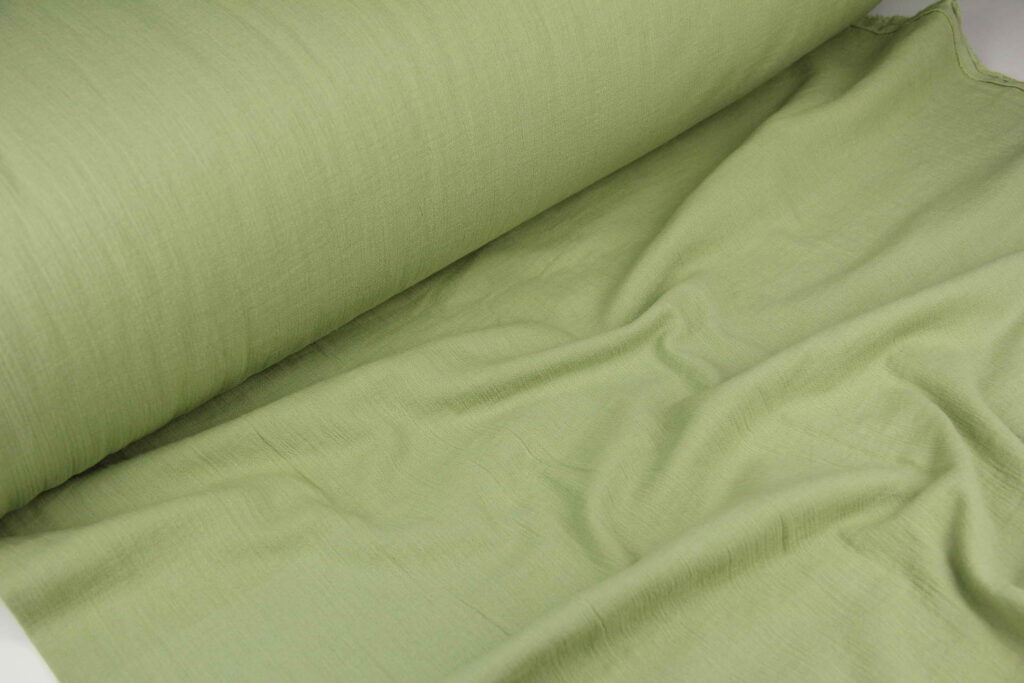 Ткань Муслин жатый двухслойный Оливковый, Турция, плотность 160 г/м2