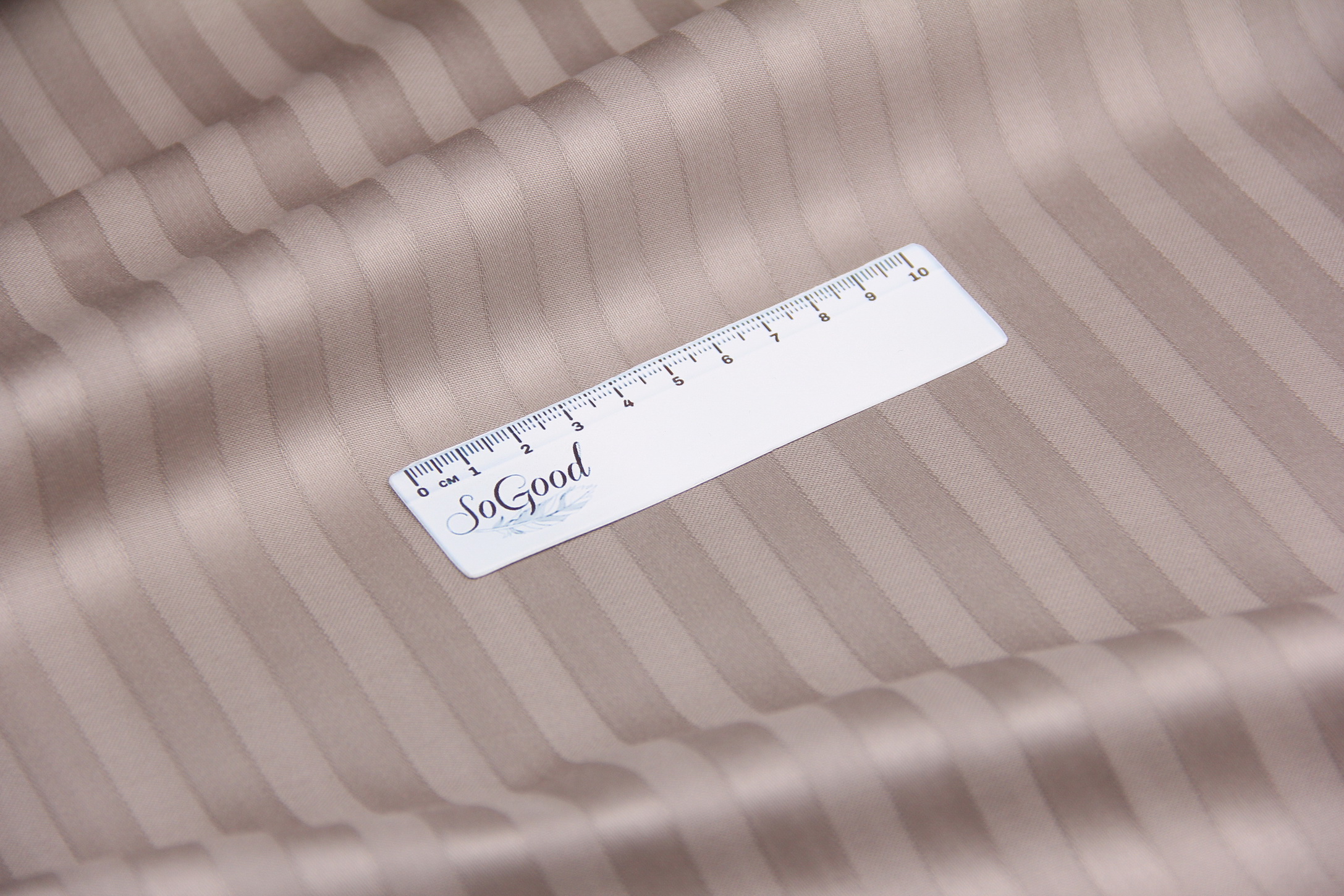 Ткань Страйп-сатин SSN25 Бежево-коричневый, Турция, ширина 240см, плотность 130 г/м4