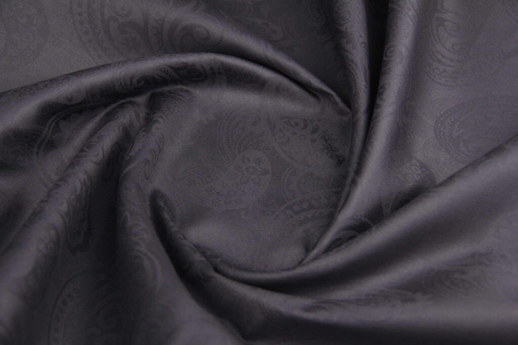 Ткань Сатин жаккард Пейсли Графит, Турция, ширина 240см, плотность 130 г/м2