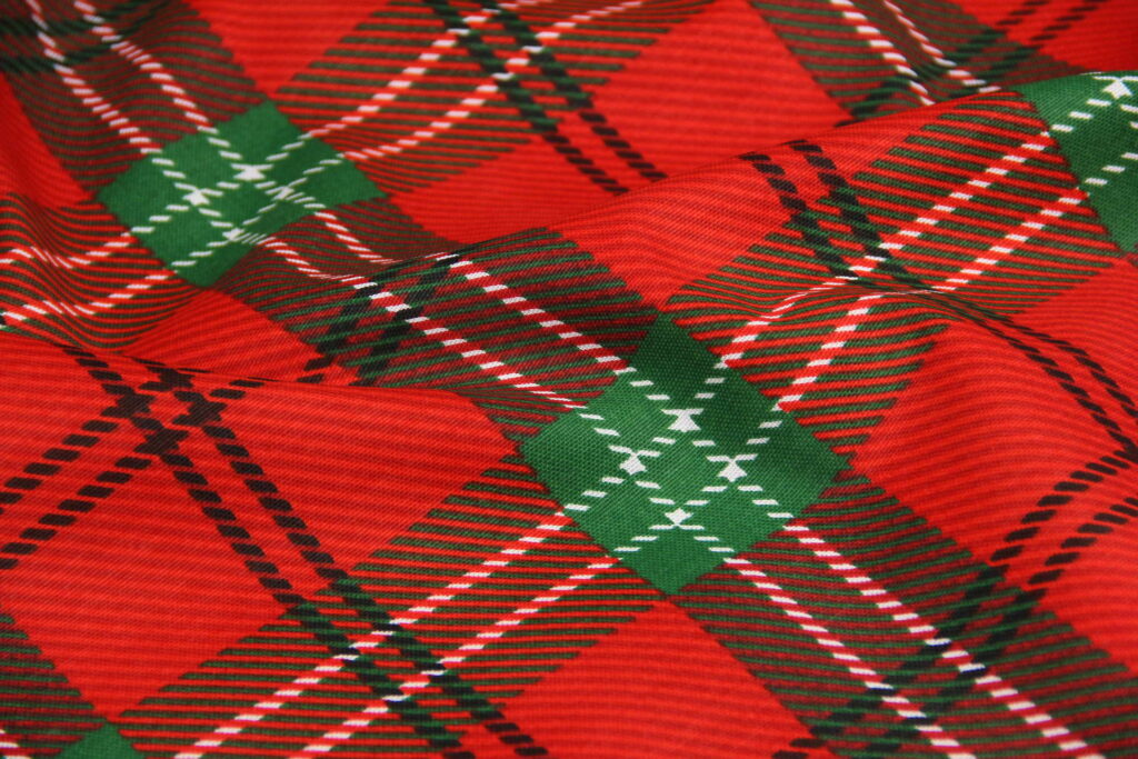 Ткань скатертная с тефлоновой пропиткой Клетка буффало Красный и зеленый F2