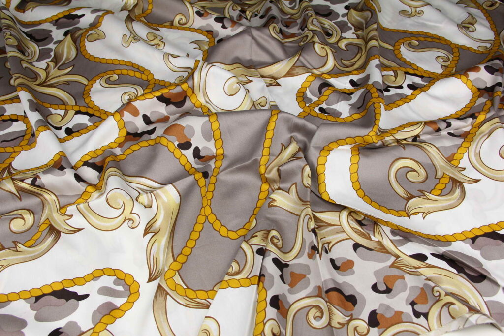 Ткань Сатин премиум набивной Милан Платина, Турция, ширина 240см, плотность 130 г/м3