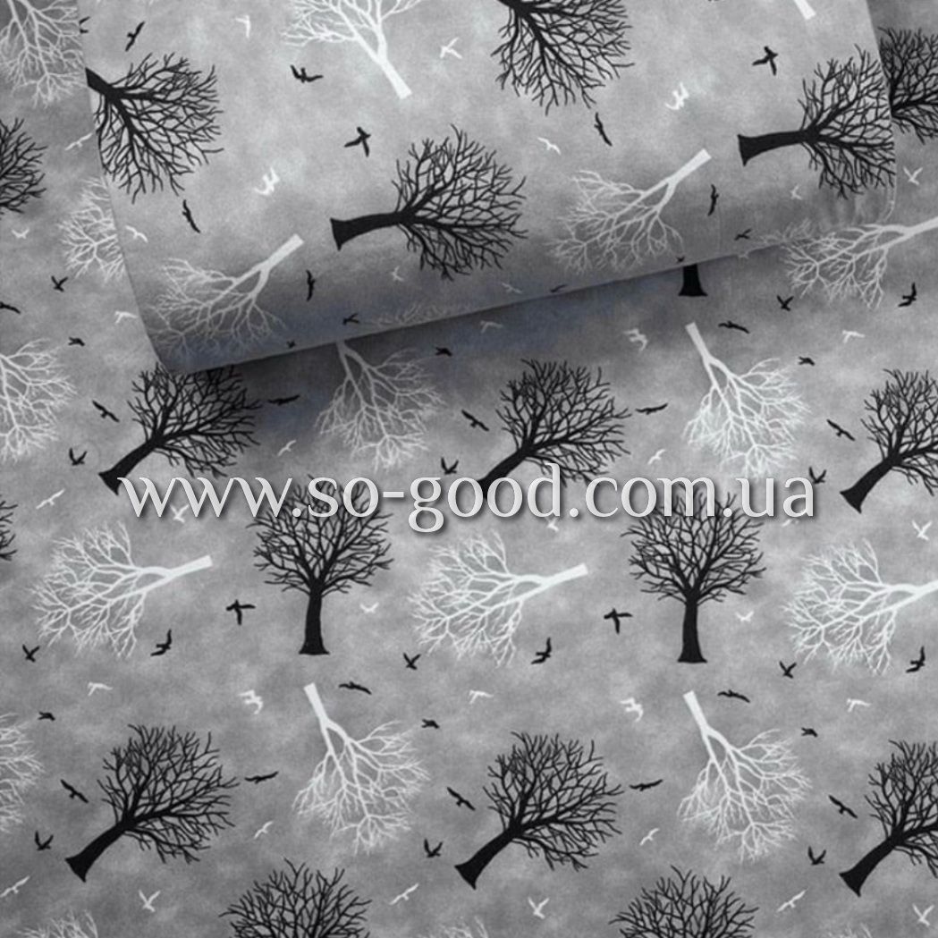 Ткань Фланель Дерево Серый 240 см. пог. м.