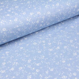 Ткань Ранфорс Мелкие цветочки Голубой, Турция, ширина 240 см, плотность 135 г/м2