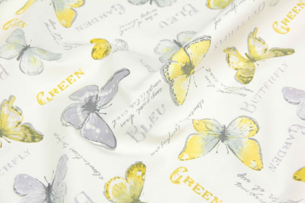 Ткань скатертная с тефлоновой пропиткой Бабочки желтые