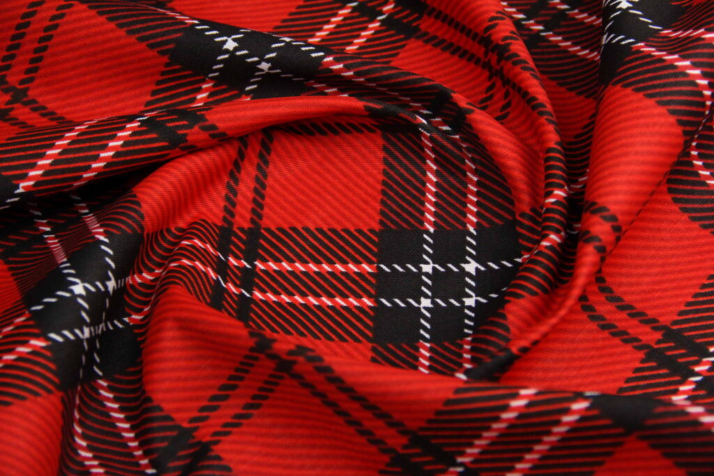 Ткань скатертная с тефлоновой пропиткой Клетка буффало Красный и черный F1