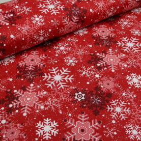 Ткань скатертная с тефлоновой пропиткой Танец снежинок Красный
