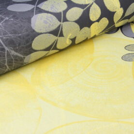 Ткань Ранфорс Акация Желтый и серый, Турция, ширина 240 см, плотность 135 г/м2