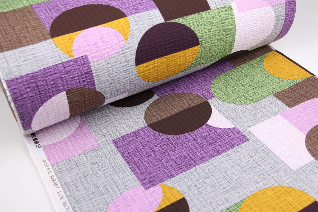 Ткань Ранфорс жатка (гофре) Пикассо Фиолетовый и серый, Турция, ширина 240 см, 100% хлопок