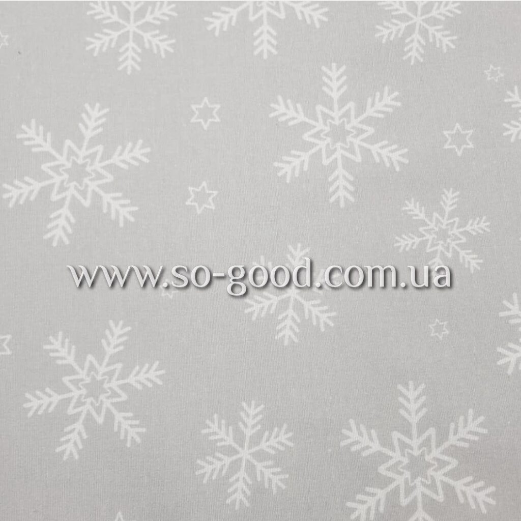 Ткань Фланель Снежинки Серый 240 см. пог. м.