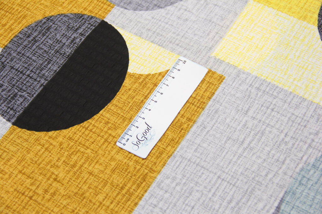Ткань Ранфорс жатка (гофре) Пикассо Серый и желтый, Турция, ширина 240 см, 100% хлопок