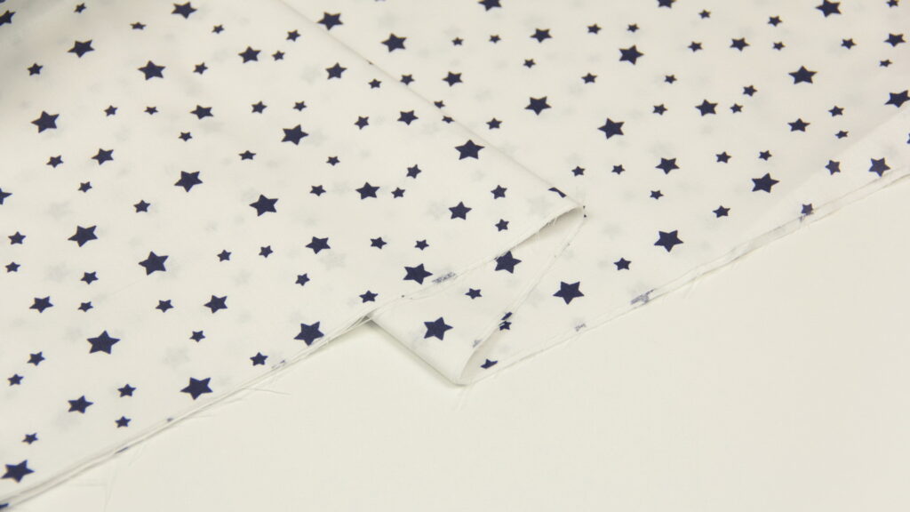 Ткань Ранфорс Звездочки темно-синие на белом, Турция, ширина 240 см, плотность 135 г/м2