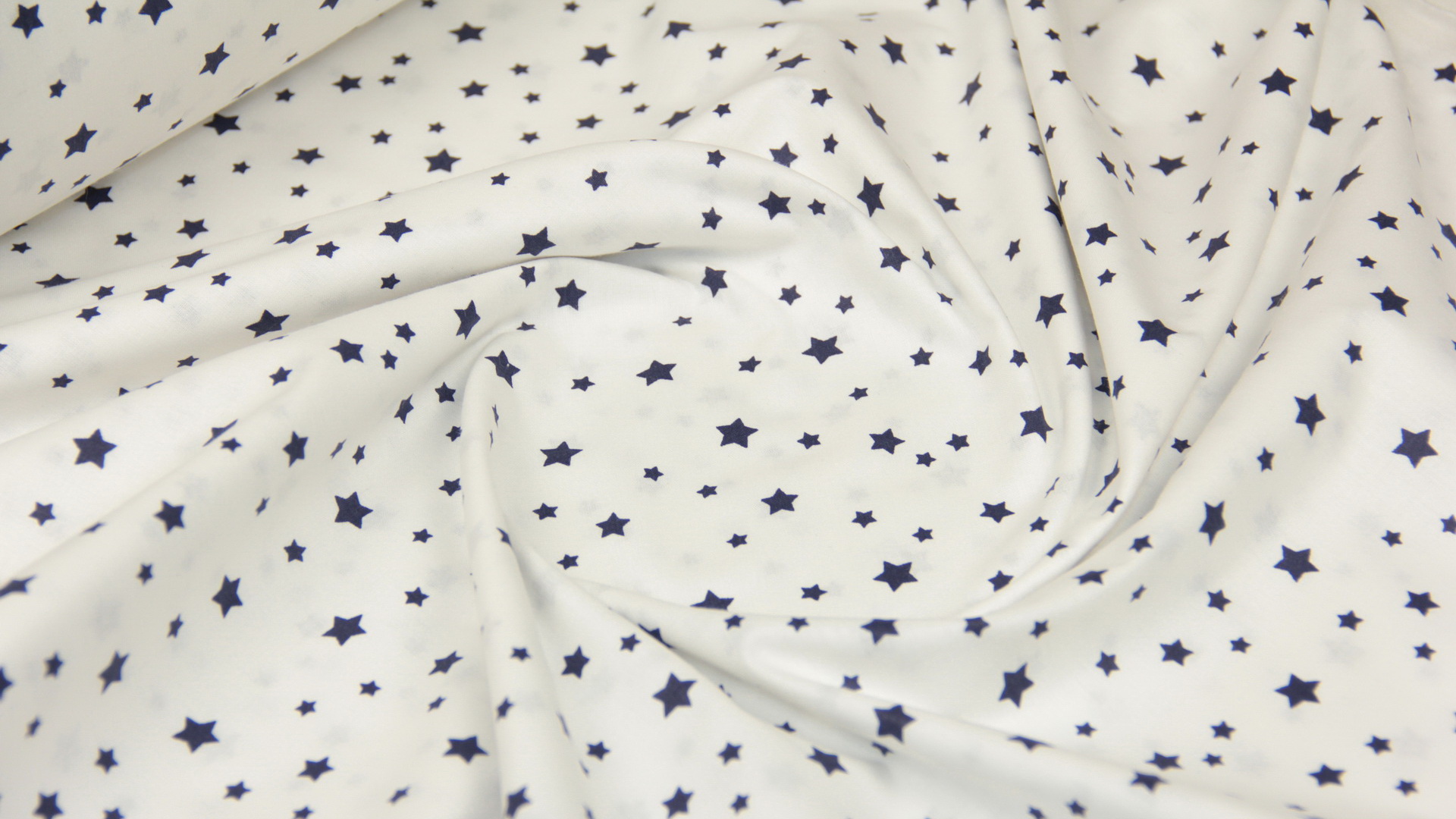 Ткань Ранфорс Звездочки темно-синие на белом, Турция, ширина 240 см, плотность 135 г/м2