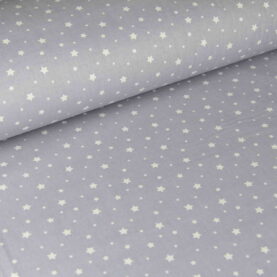 Ткань Ранфорс Звезды маленькие белые на сером, Турция, ширина 240 см, плотность 135 г/м2