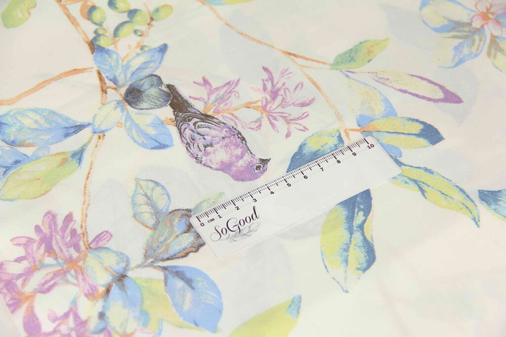 Ткань Ранфорс Птичка на веточке, Турция, ширина 240 см, плотность 135 г/м2