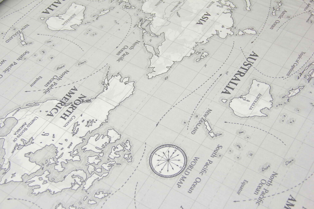 Ткань Ранфорс Карта Серый, Турция, ширина 240 см, плотность 135 г/м2
