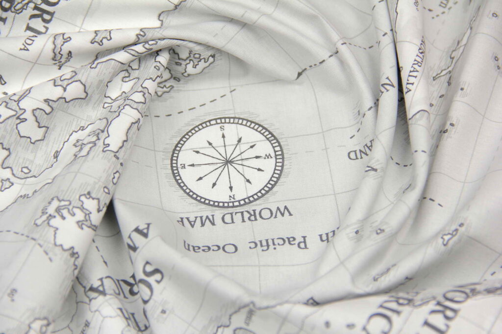 Ткань Ранфорс Карта Серый, Турция, ширина 240 см, плотность 135 г/м2