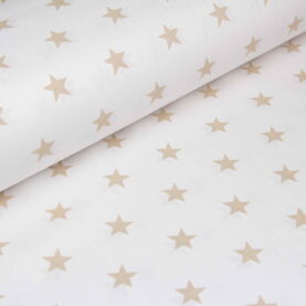 Ткань Ранфорс Звезды бежевые на белом W1, Турция, ширина 240 см, плотность 135 г/м2