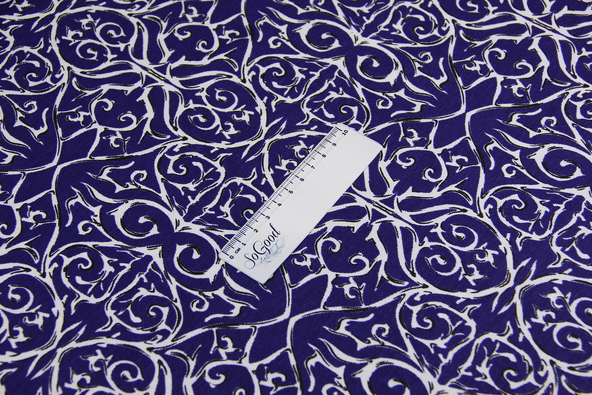 Ткань скатертная с тефлоновой пропиткой Венецианские вензеля Синий