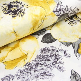 Ткань Сатин набивной Огромный цветок Желтый, Турция, ширина 240 см
