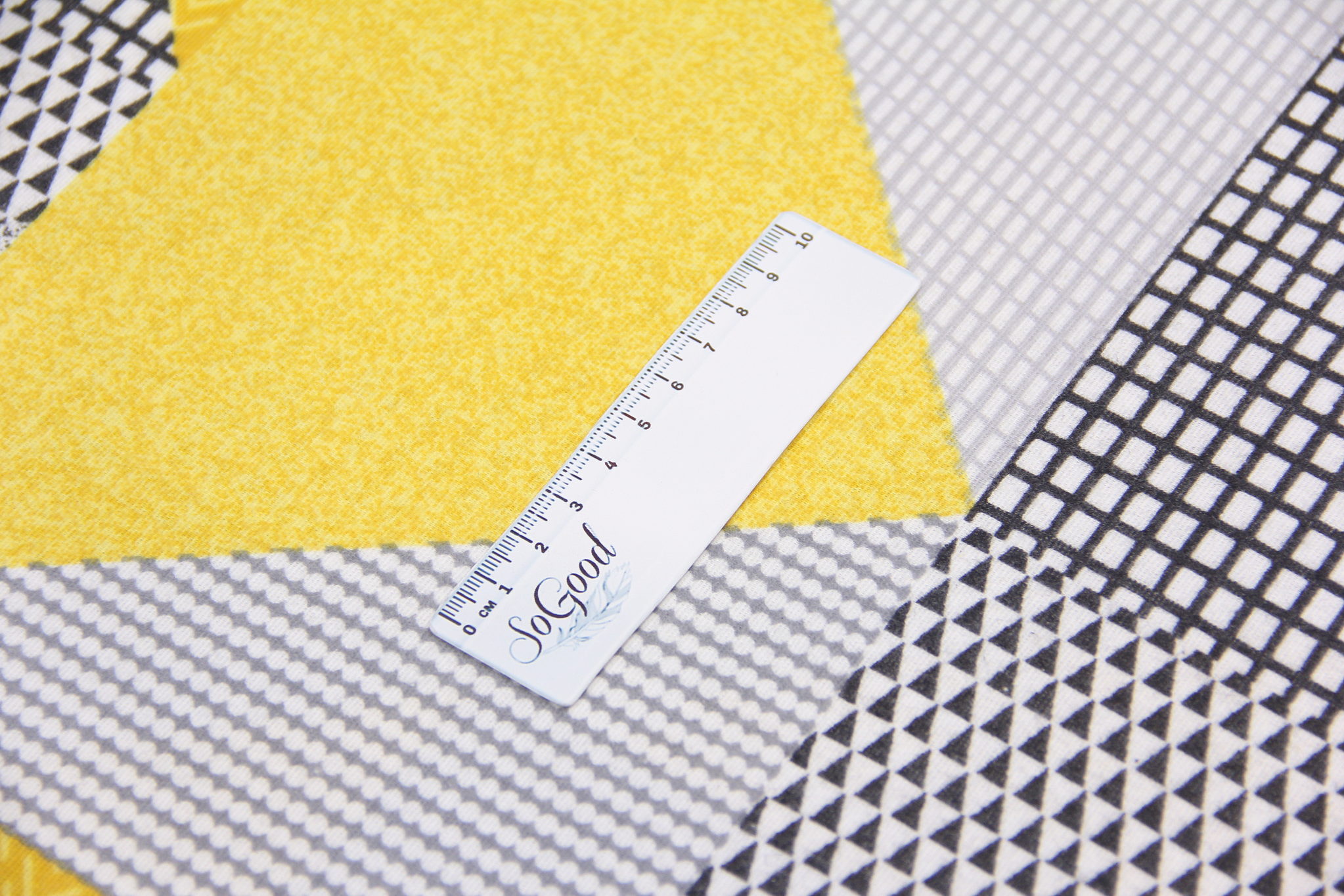 Ткань Фланель Мозаика Серый и желтый, Турция, ширина 240 см, плотность 160 г/м2