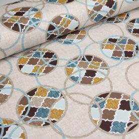 Ткань скатертная с тефлоновой пропиткой Марокканские круги Мятный